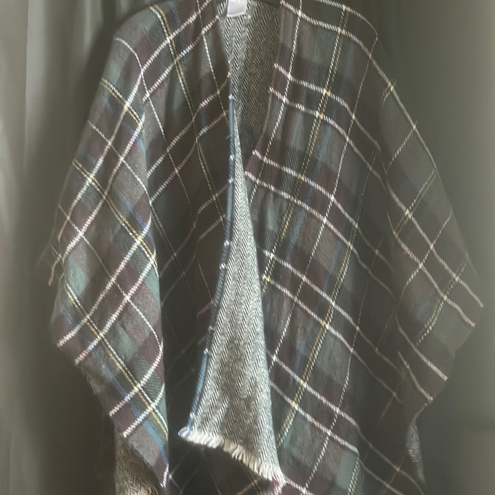Plaid fleece cape/poncho
